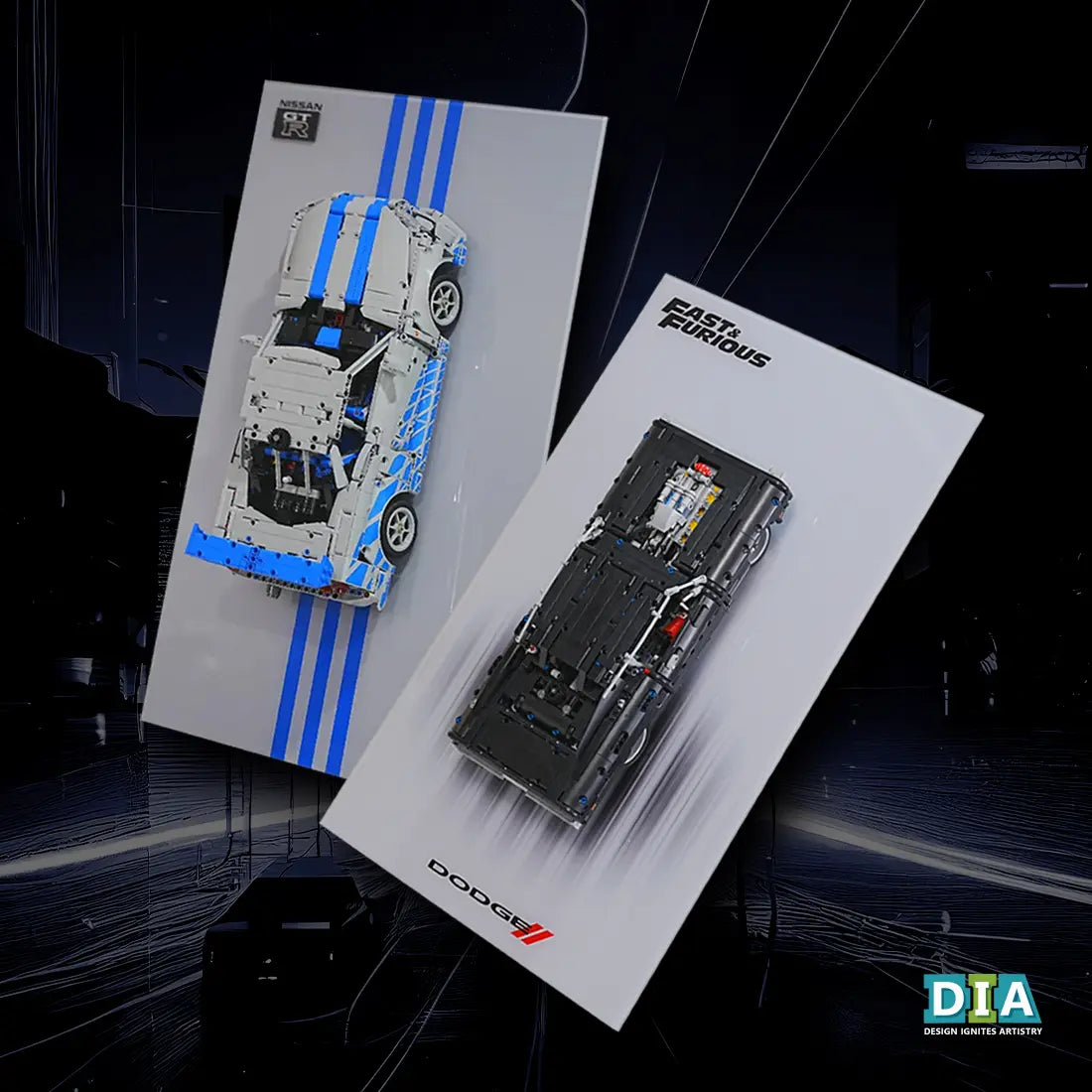 LEGO™ Frame for Fast & Furious Displayed in a FLOATING Style